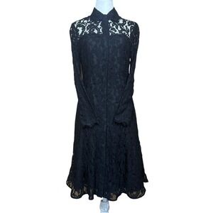 Nanette Lepore Women's Lace Dress Long Sleeve Elegant Black Stretch‎ Black SZ 4